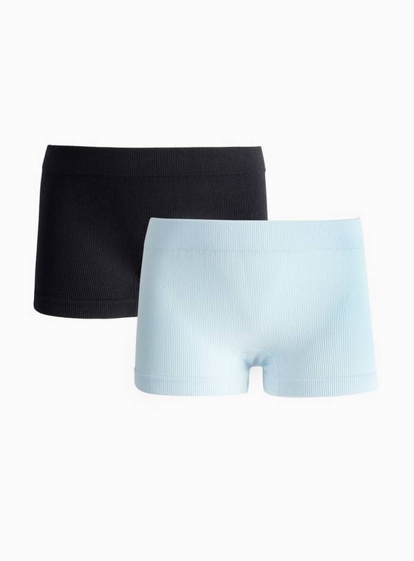 Black & Blue Seamfree Ribbed Short Briefs 2 Pack 10-12 years