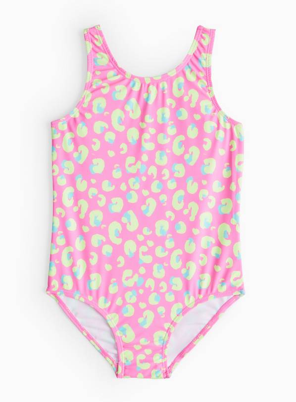 Neon Pink Animal Printed Swimsuit  6 years