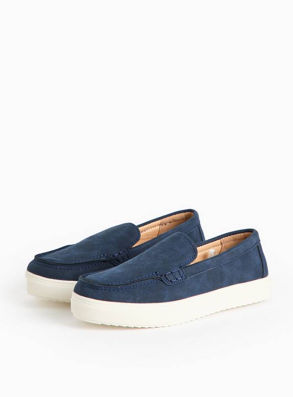 Navy Faux Suede Boat Shoes 2