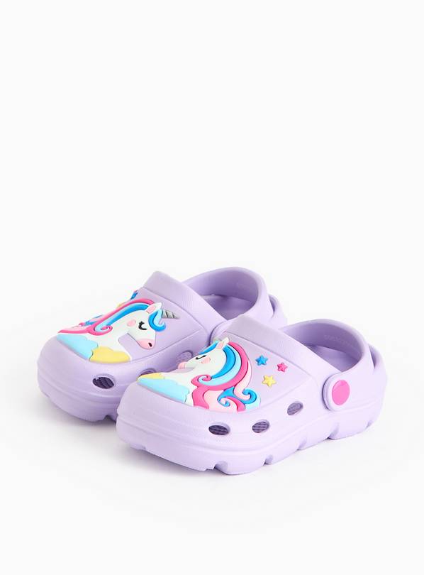 Lilac Unicorn Ankle Strap Clogs  6-7 Infant