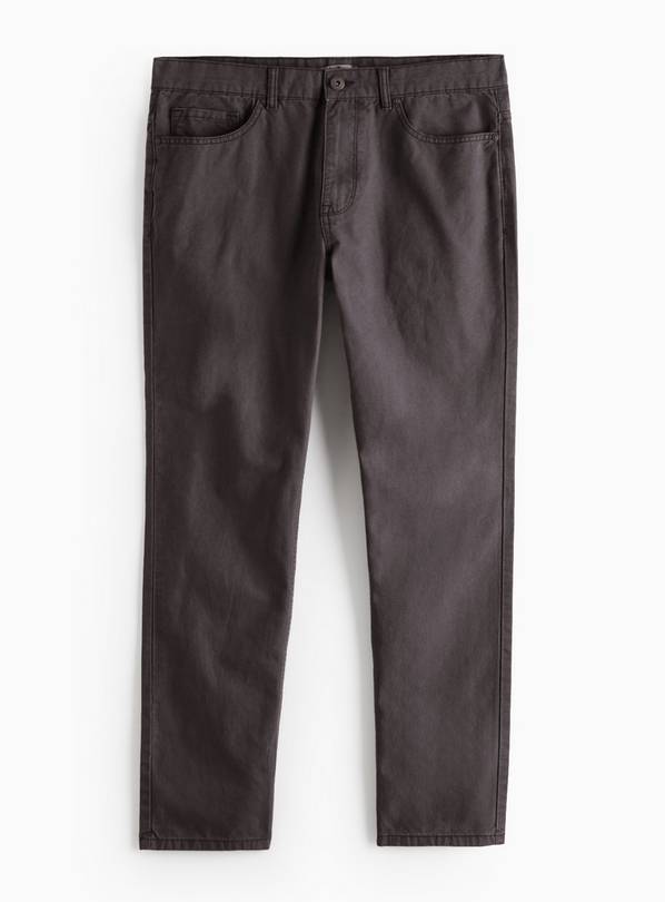 Charcoal Washed Straight Leg Trousers  34R