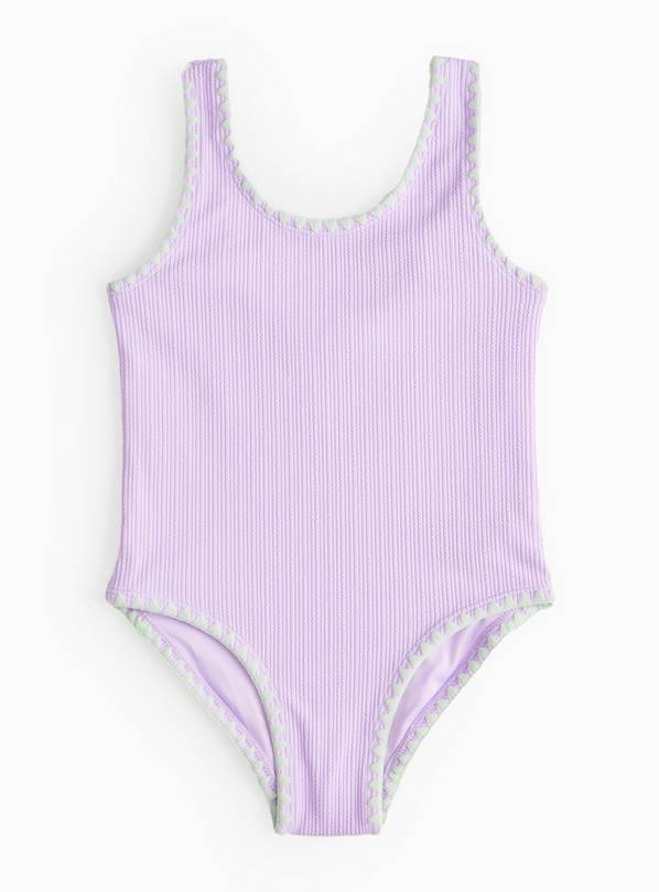 Lilac Stitch Textured Swimsuit  6 years