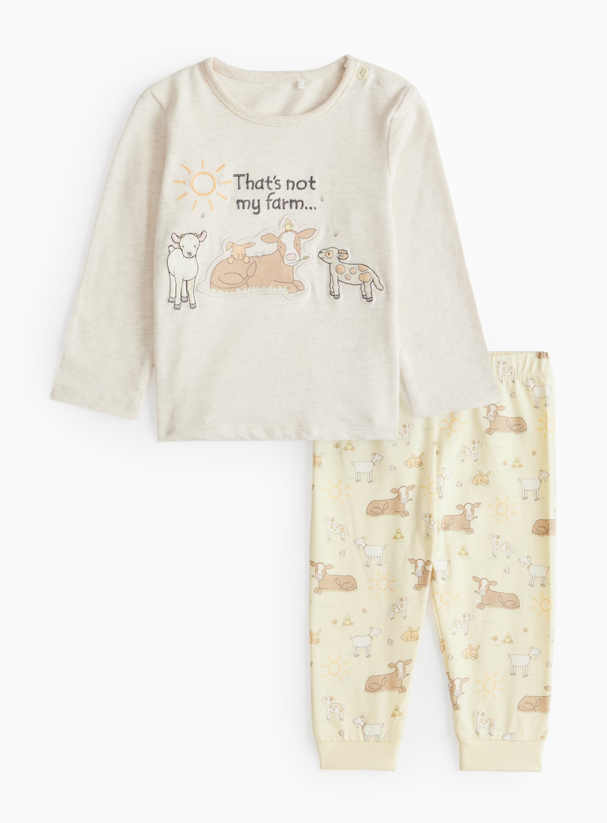 That's Not My Farm... Print Oatmeal Pyjamas (Up To 3 Mths) - That's not my by Sainsbury's