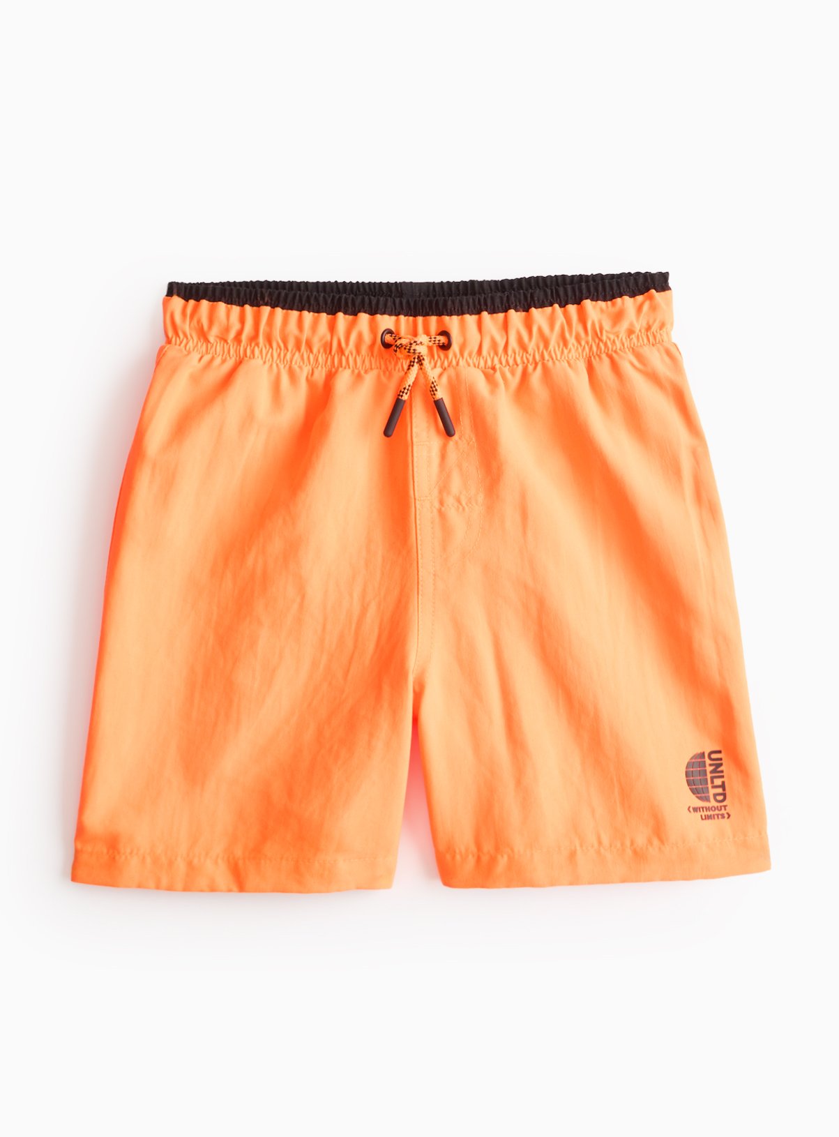 Neon Orange Contrast Swim Shorts 7 years