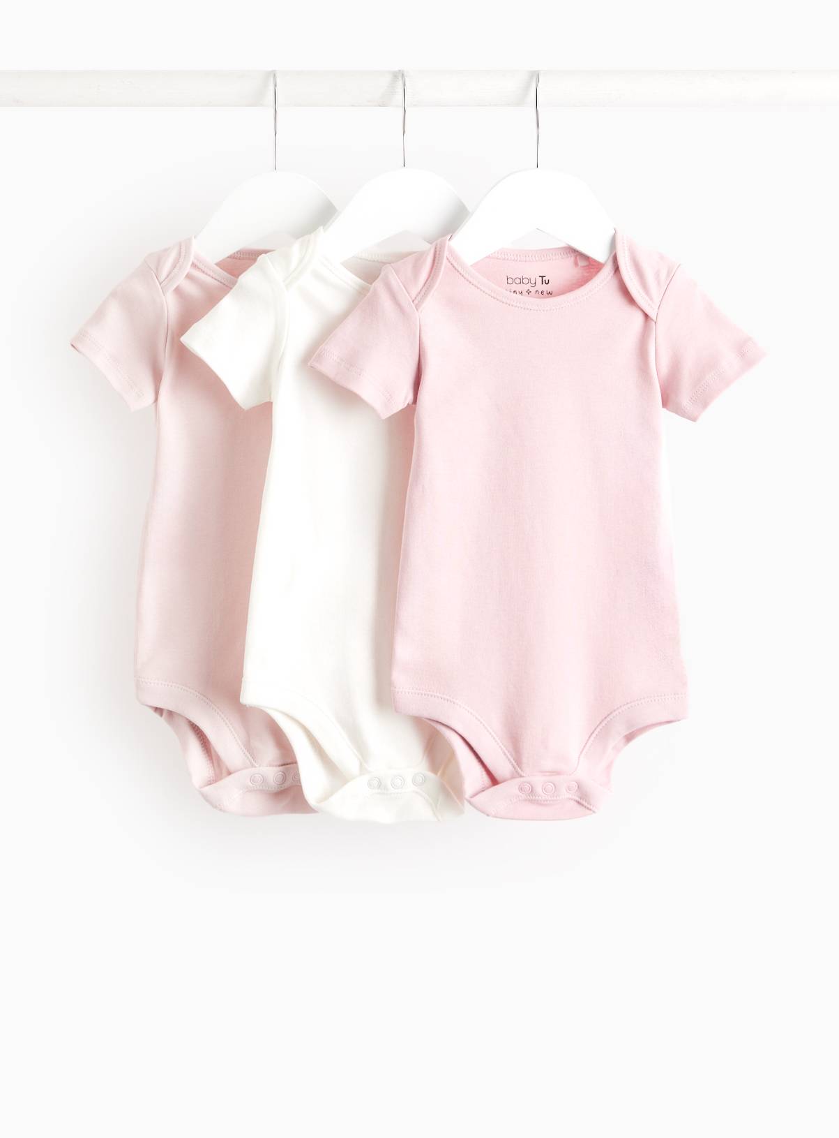 Pink Short Sleeve Bodysuit 3 Pack 3-6 months - Image 1