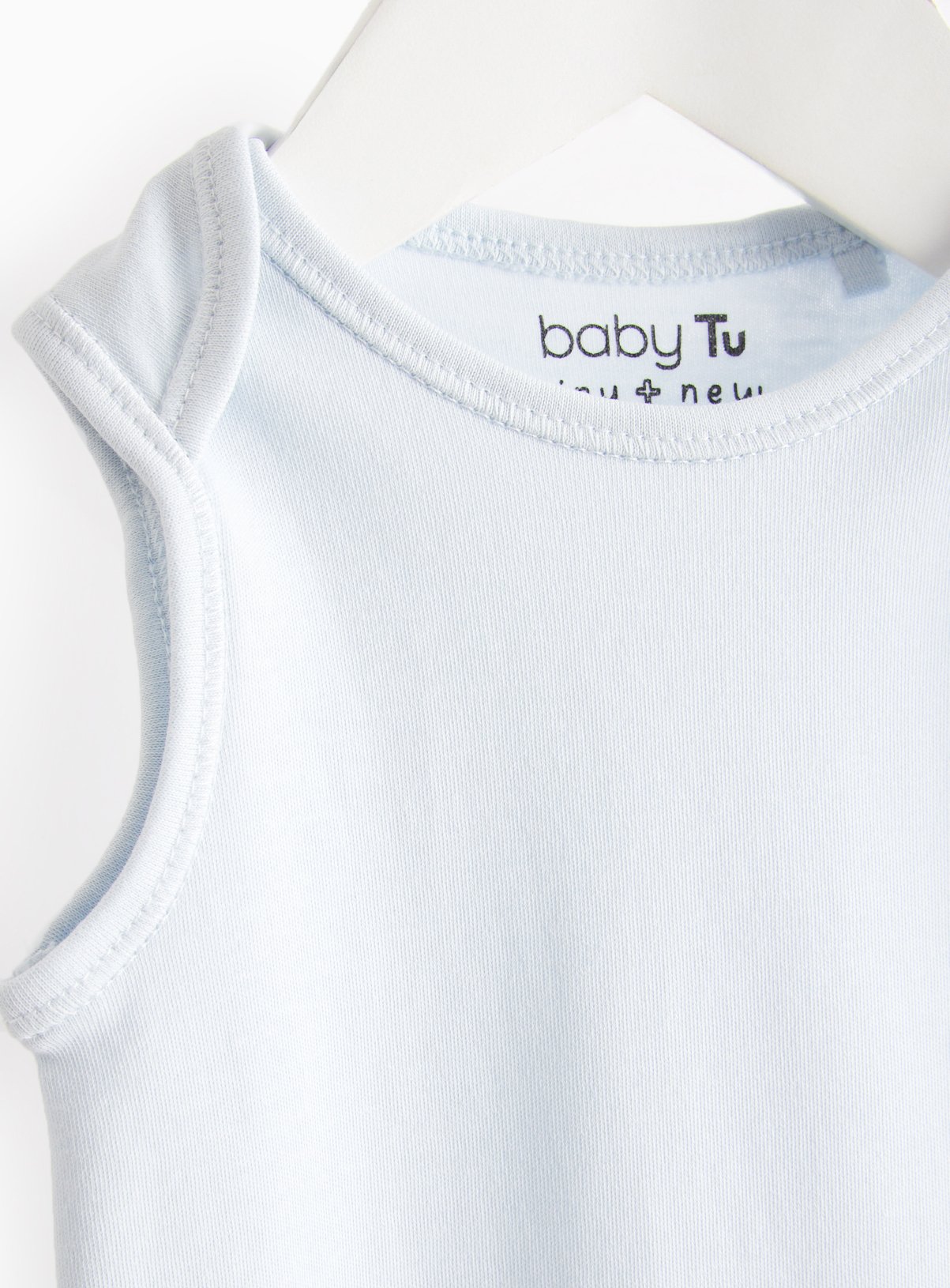 Blue & White Sleeveless Bodysuit 3 Pack  18-24 months - Image 2 thumbnail