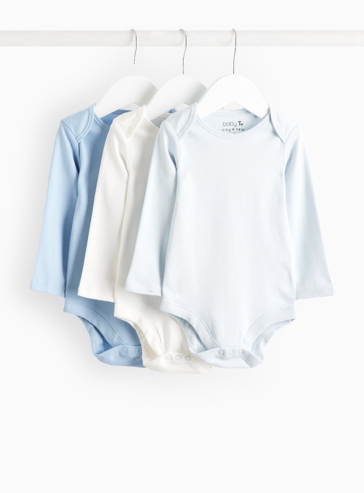 Blue Long Sleeve Bodysuits 3 Pack Newborn