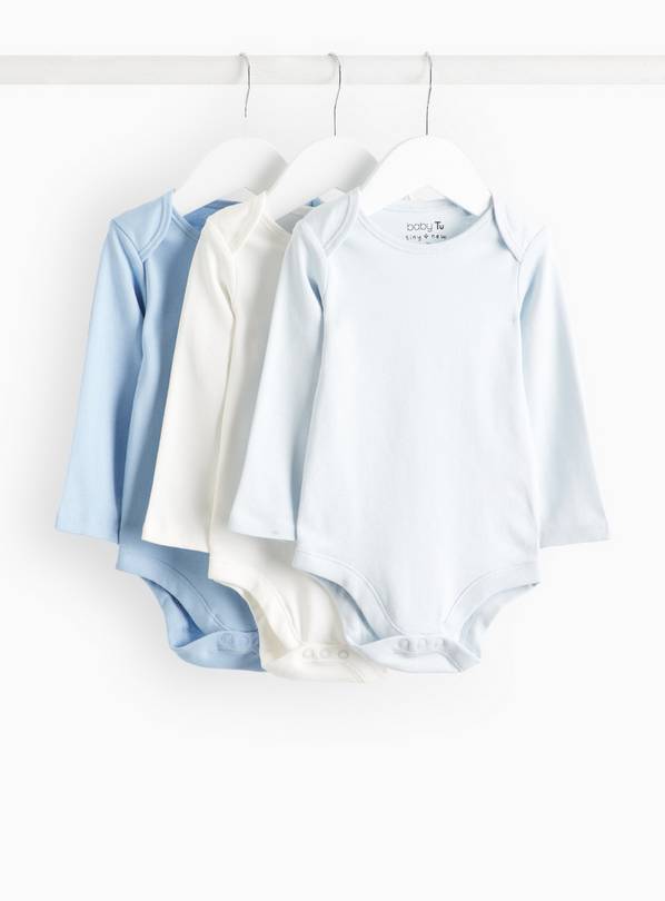 Blue Long Sleeve Bodysuits 3 Pack 3-6 months