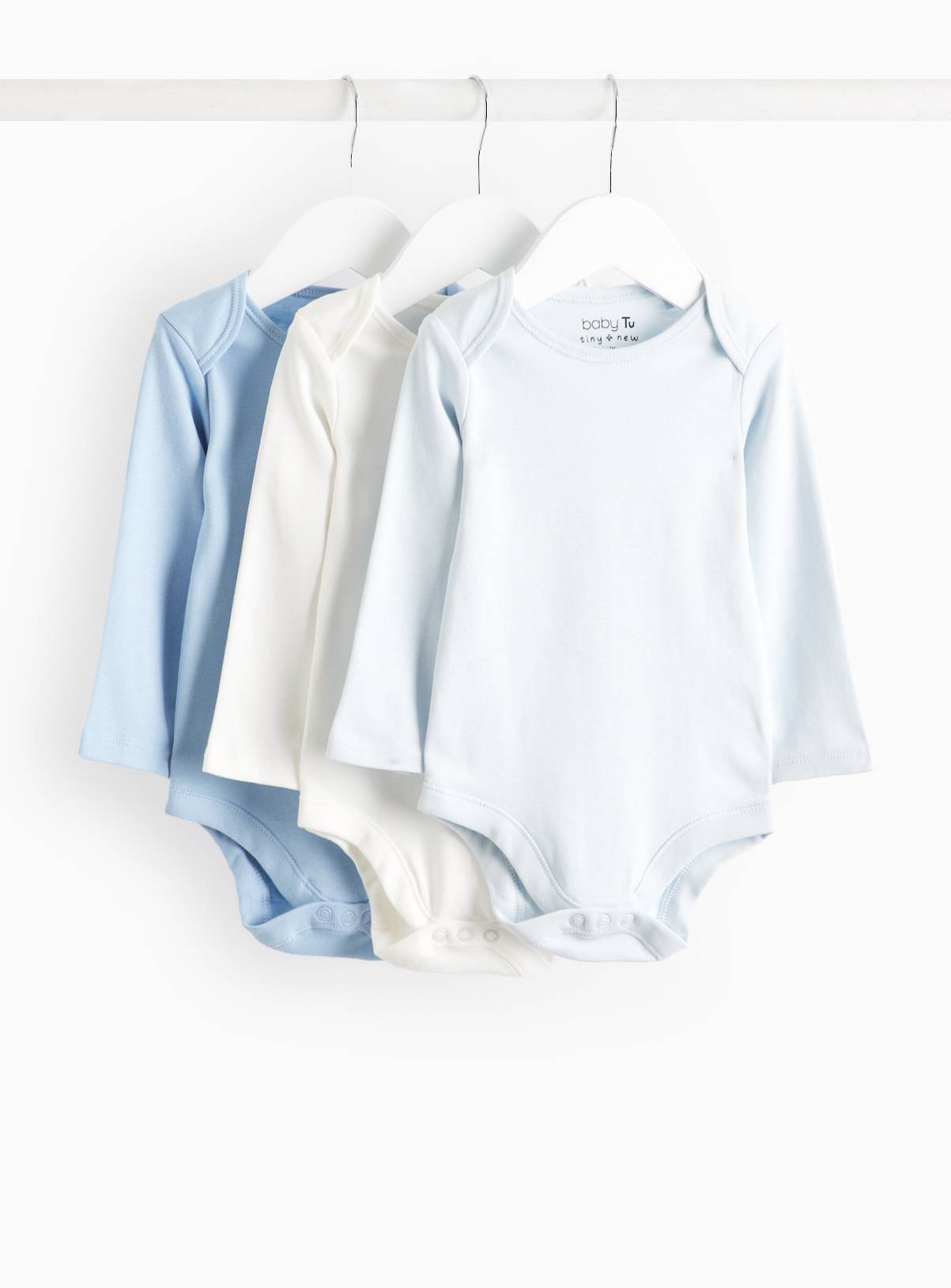 Blue Long Sleeve Bodysuits 3 Pack 12-18 months - Image 1