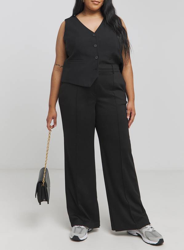 SIMPLY BE Black Jersey Tailored Wide Leg Trouser 14