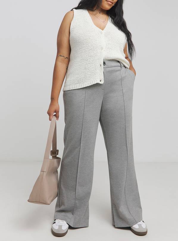 SIMPLY BE Grey Jersey Tailored Wide Leg Trouser 26