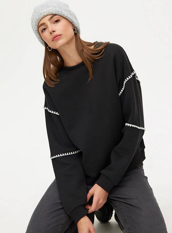 Black Ladder Stitch Sweatshirt M