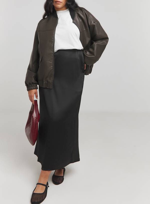 SIMPLY BE Satin Maxi Skirt Black 14