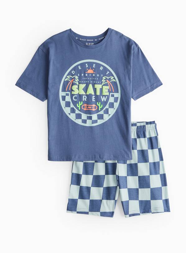 Blue Skate Chequered Print Pyjamas 6-7 years
