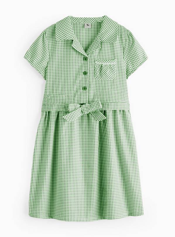 Green Tie Front Gingham Dress 6 years