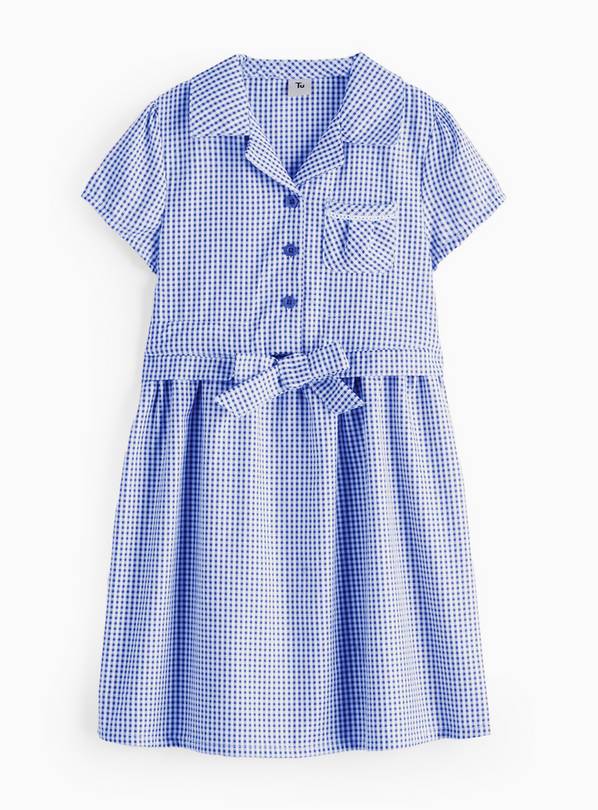 Navy Tie Front Gingham Dress 8 years