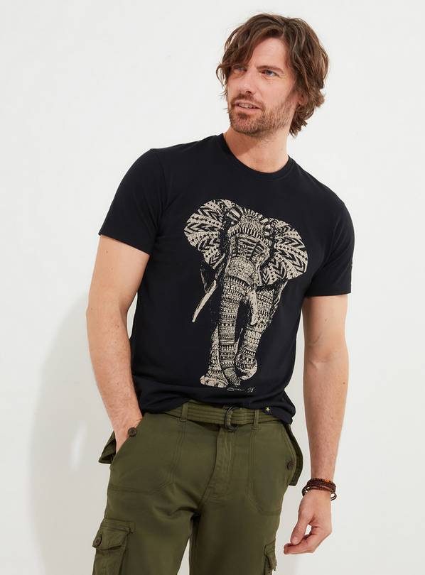 JOE BROWNS Monochrome Aztec Elephant Short Sleeve Graphic T Shirt L