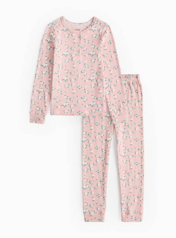 Pink Floral Ribbed Pyjamas 1-2 years