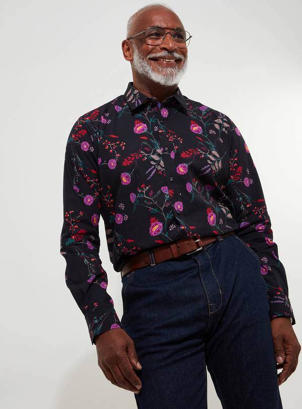 Floral long 2024 sleeve button up shirt