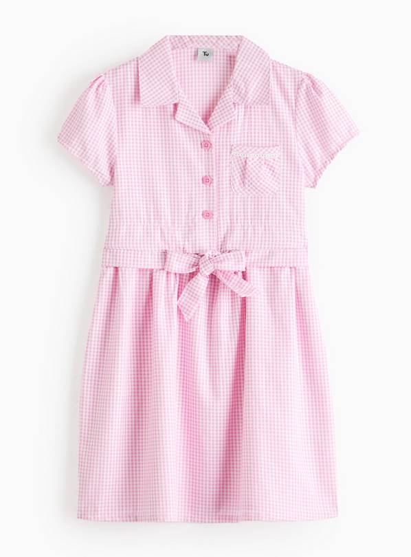 Pink Tie Front Gingham Dress 10 years