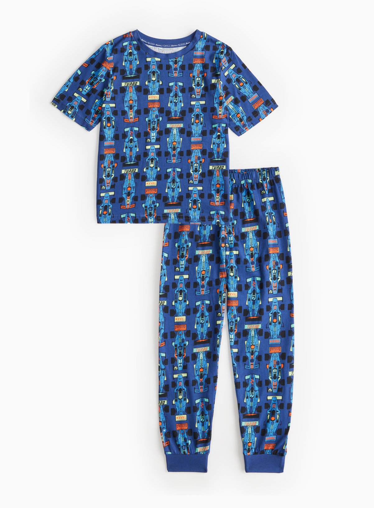 Blue Racing Car Print Pyjama Set 6-7 years