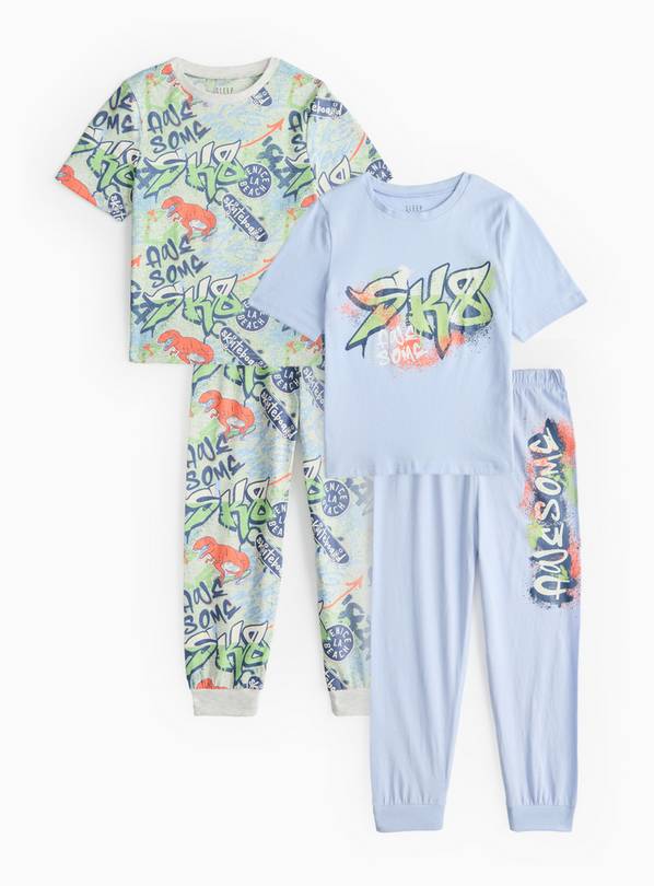 Graffiti Printed Pyjama Set 2 Pack  8-9 years