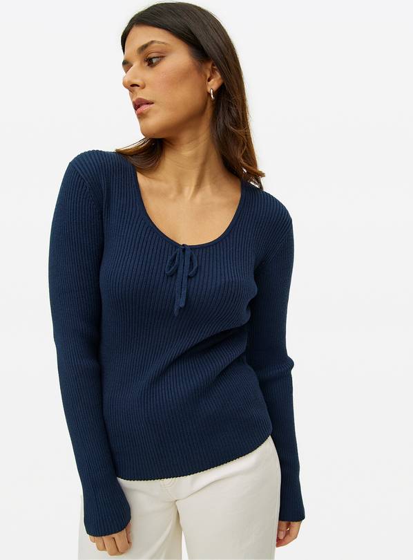 Navy Soft Touch Tie Front Jumper 20