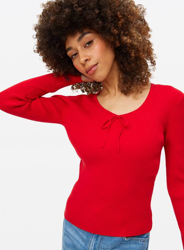 Red Soft Touch Tie Front Jumper 24