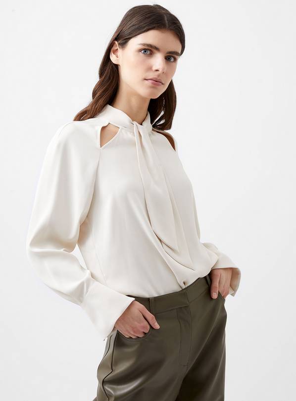 FRENCH CONNECTION Carmen Crepe Tie Blouse L