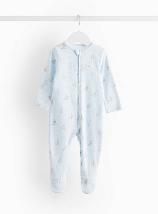 Peter Rabbit Blue Ribbed Sleepsuit  Up to 3 mths