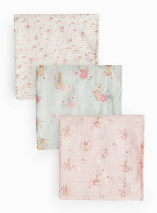 Peter Rabbit Floral Muslin Cloths 3 Pack One Size