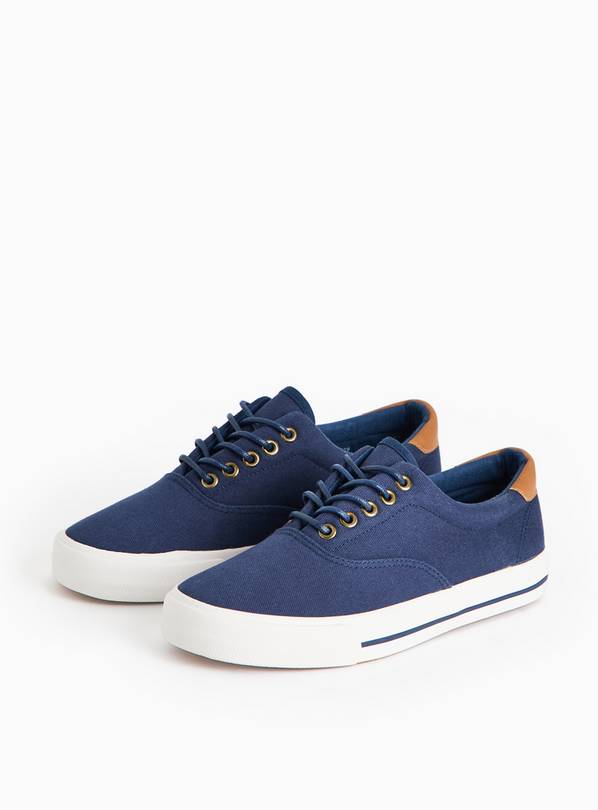 Navy Canvas Lace Up Shoe 10