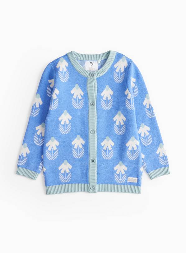 Tu X Scion Blue Floral Knitted Cardigan 2-3 years