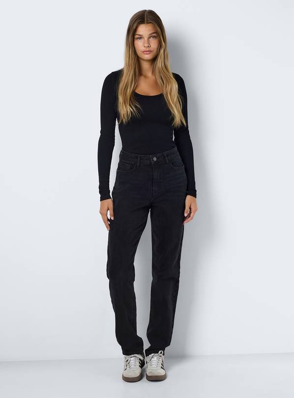 NOISY MAY High Waisted Straight Mom Jeans Black 30S