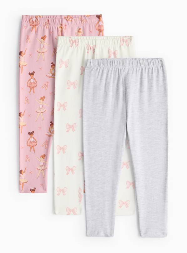 Ballerina Print Leggings 3 Pack 3-4 years