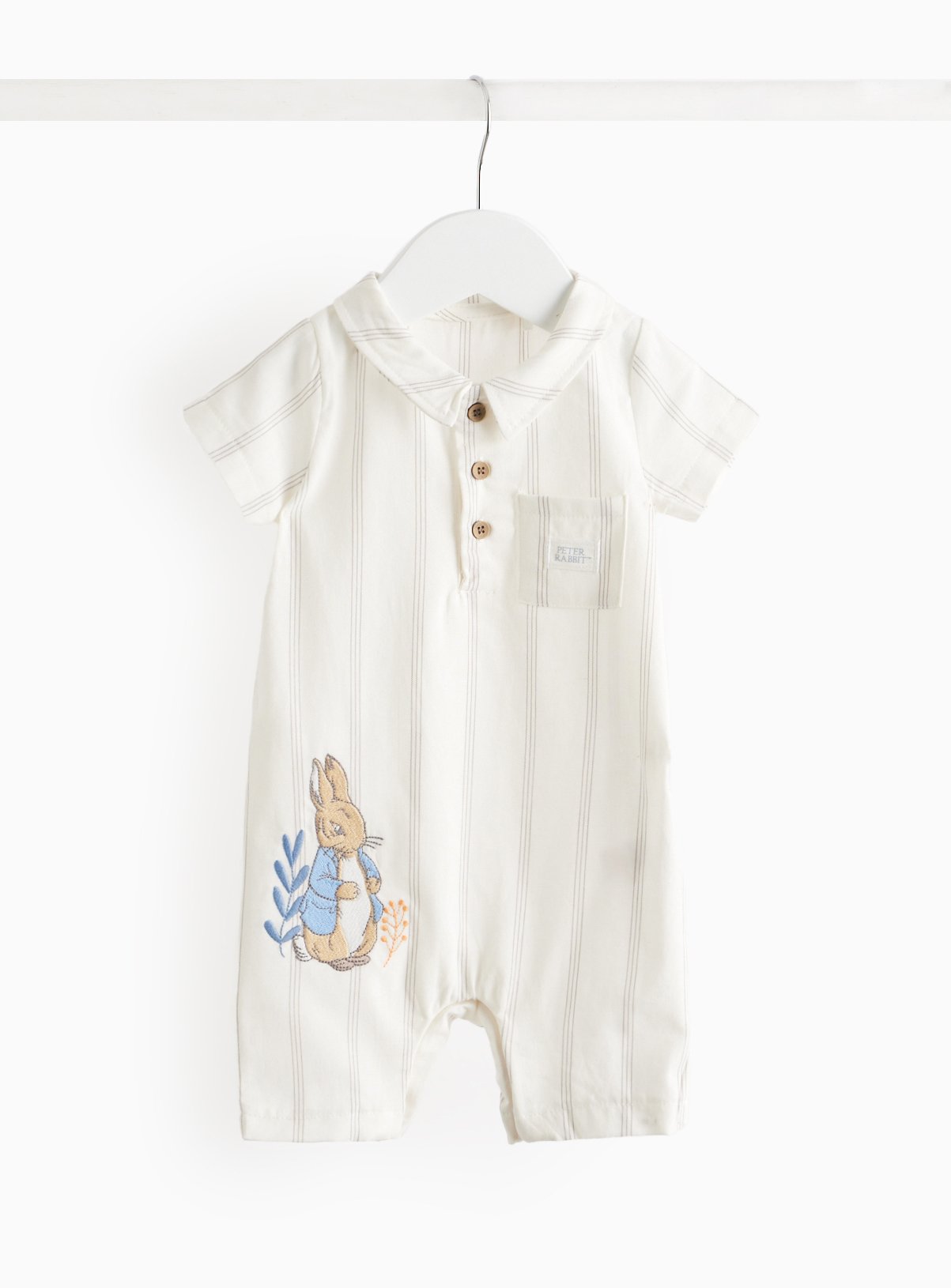 Cream Peter Rabbit Cream Stripe Romper (6-9 Months) - Peter Rabbit by Sainsbury's