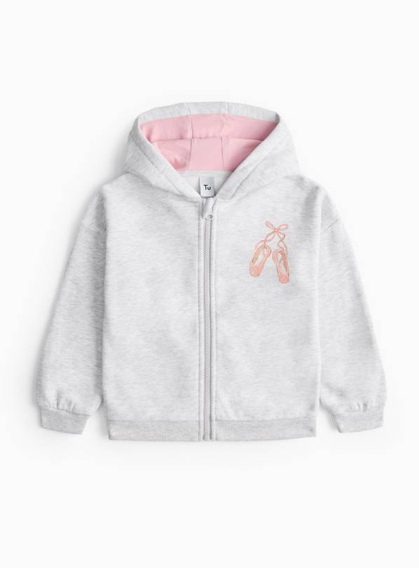 Grey Marl Zip-Through Ballet Shoes Hoodie  1-2 years