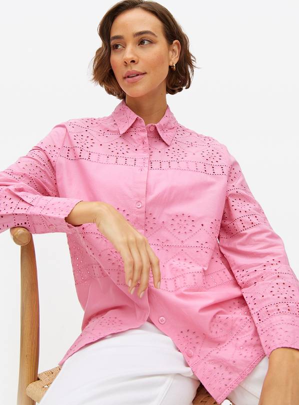 Pink Broderie Cotton Shirt 18