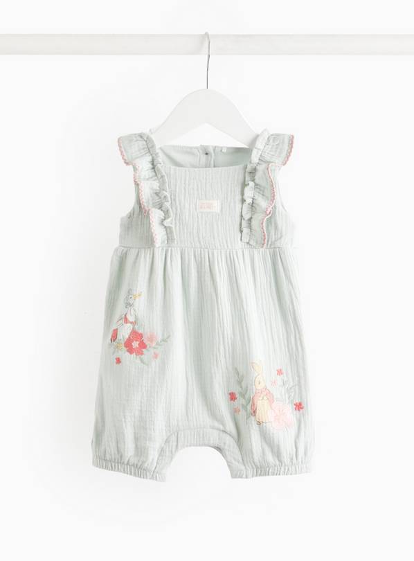 Peter Rabbit Green Crinkle Frill Romper 3-6 months