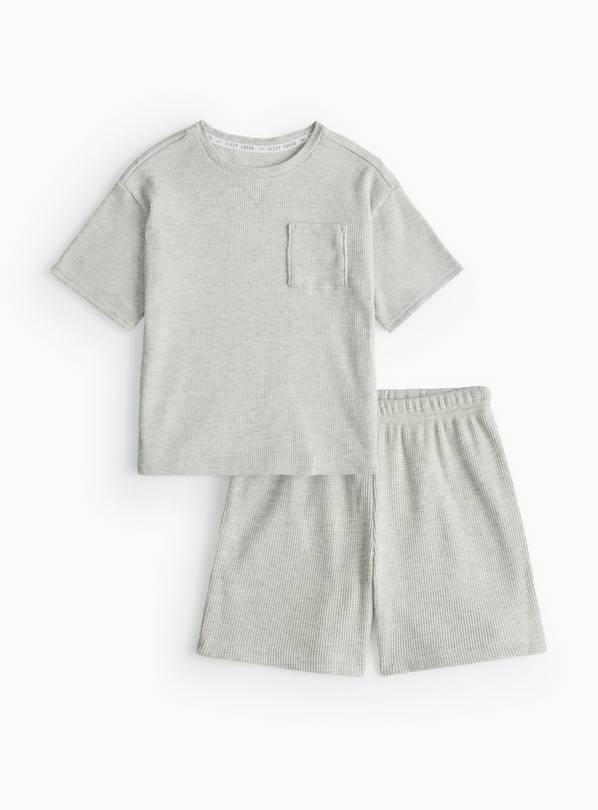 Grey Waffle T-Shirt & Shorts Pyjama Set 12-13 years