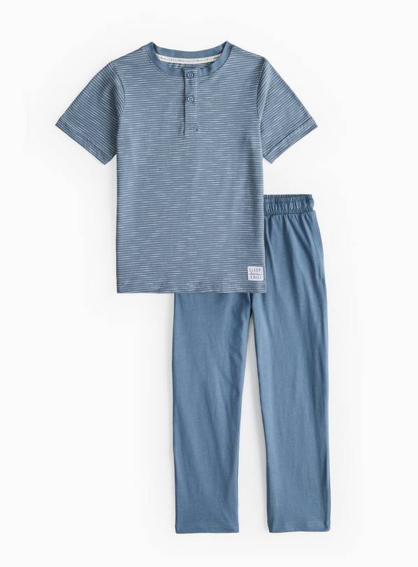 Mini Me Blue Stripe Jersey Pyjama Set 1-2 years