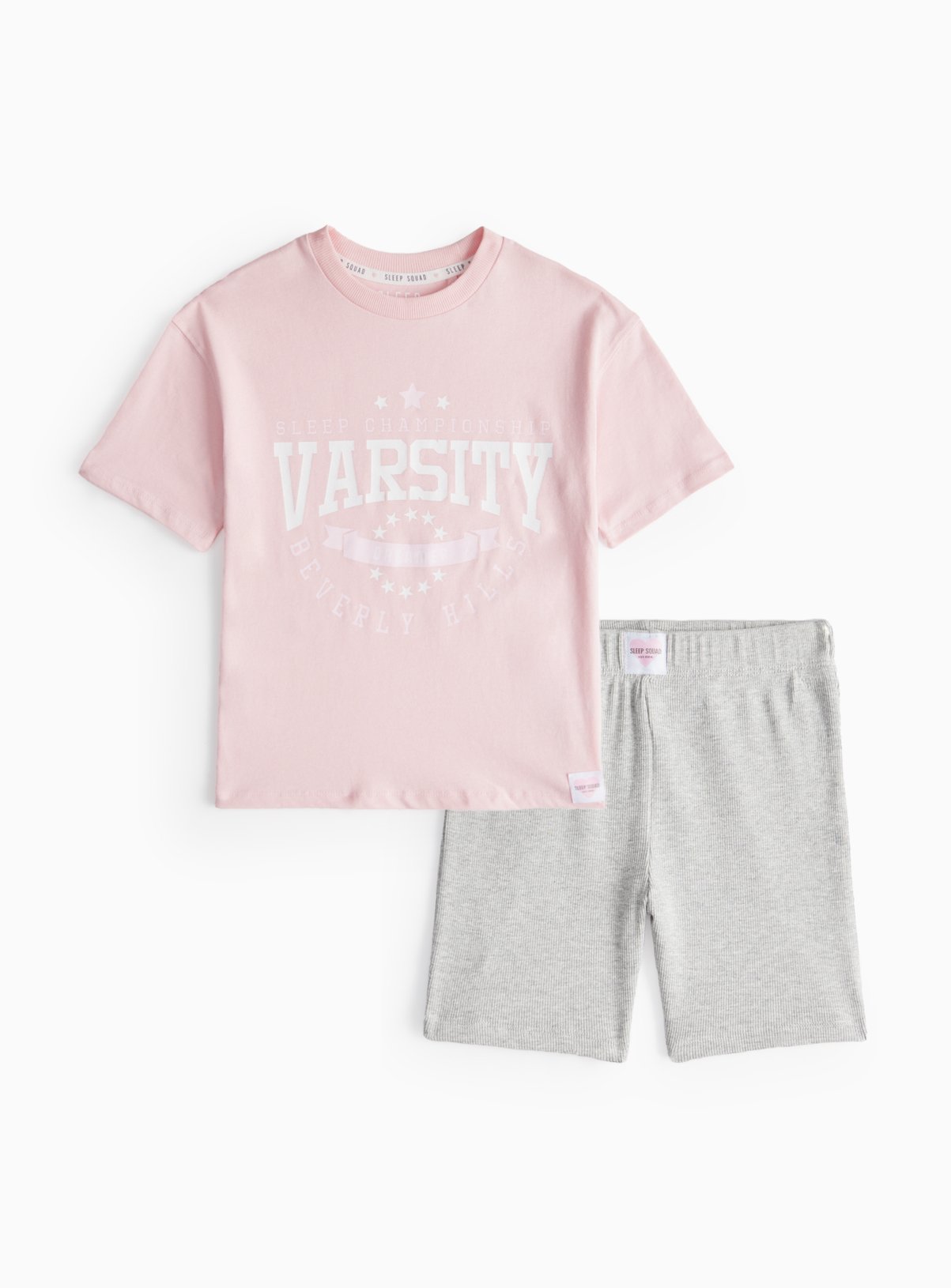 Pink Pink Varsity T-Shirt & Grey Cycling Shorts (11-12 Years) - Tu by Sainsbury's