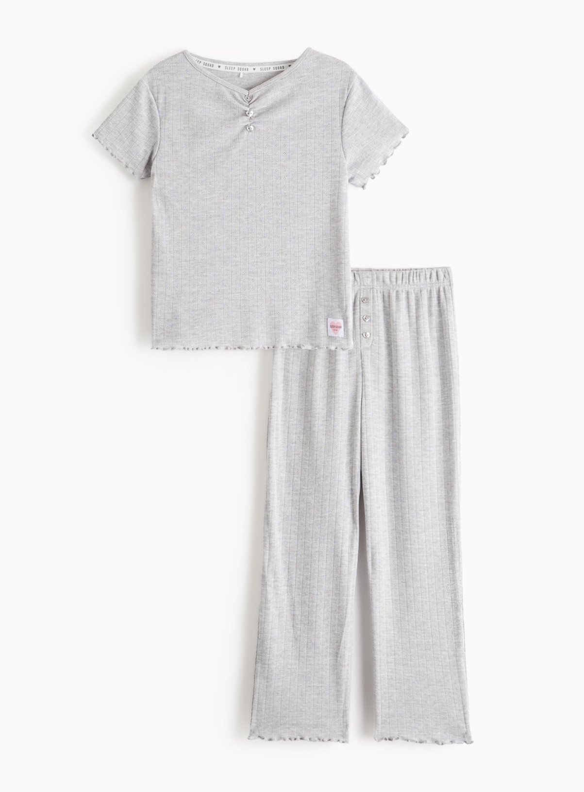 Grey Grey Pointelle Ribbed Pyjama Set (8-9 Years) - Tu by Sainsbury's