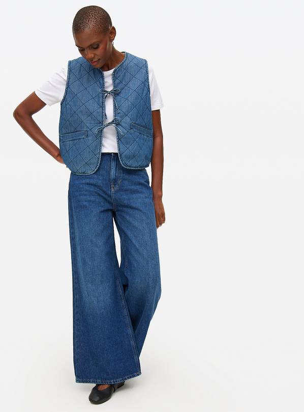 Buy Denim Look Tie-Front Quilted Waistcoat L Waistcoats Tu