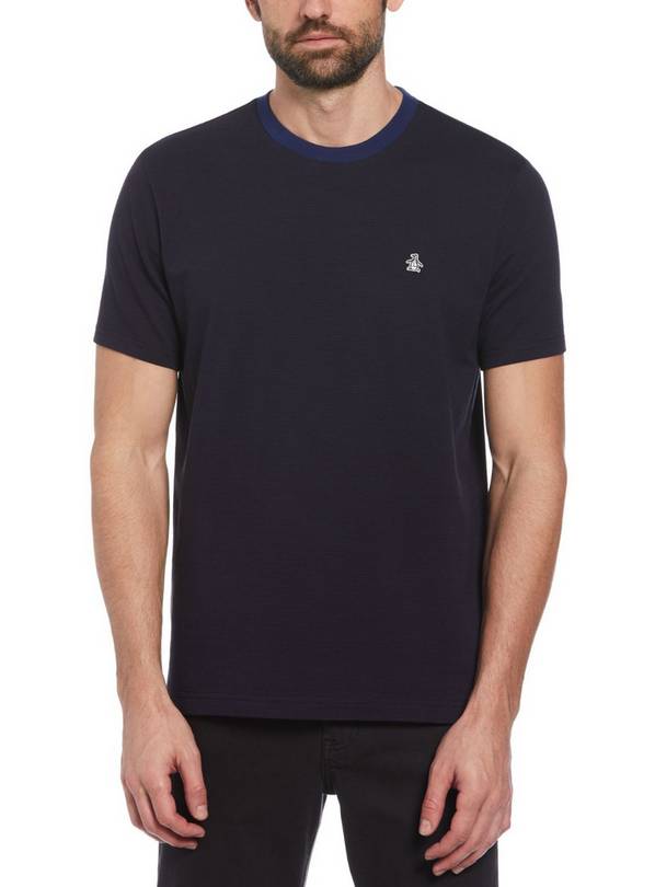 ORIGINAL PENGUIN Micro Stripe T Shirt In Blue L