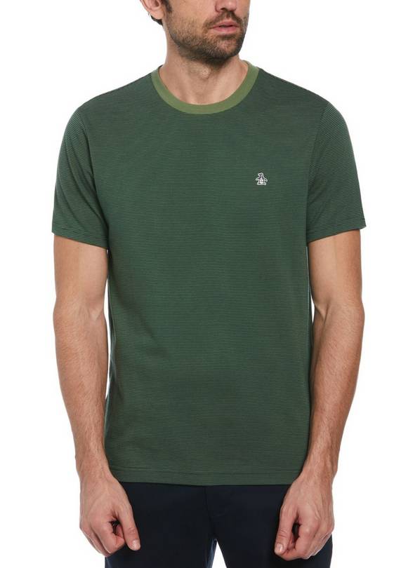 ORIGINAL PENGUIN Micro Stripe T Shirt In Green L