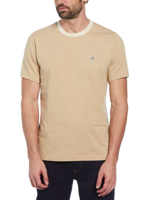 ORIGINAL PENGUIN Micro Stripe T Shirt In Cream XXL