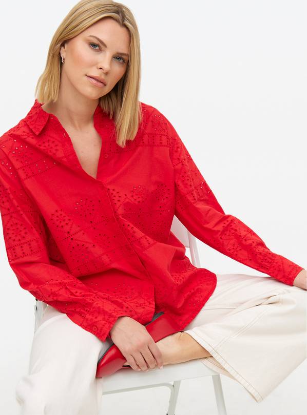 Red Broderie Cotton Shirt 24