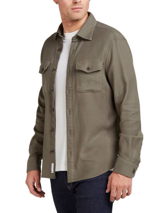 ORIGINAL PENGUIN Long Sleeve Double Pocket Overshirt In Khaki L