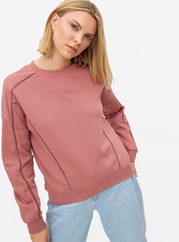 Pink Ladder Stitch Crew Sweatshirt L